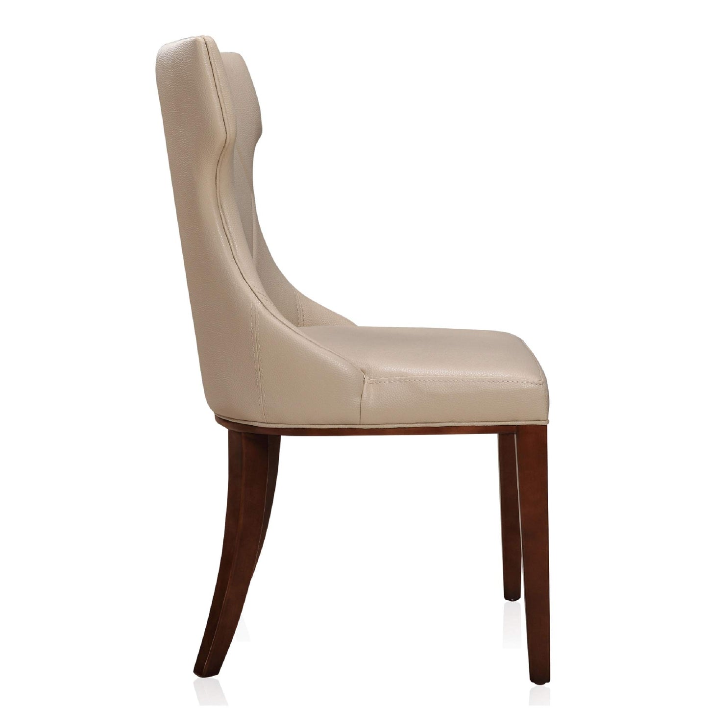 Manhattan Comfort Reine Dining Chairs Set of 2, Upholstered Seats with Diamond Stitching, Solid Beech Wood Frame, 4-Leg Base, 18.5" Seat Height, Fully Assembled, Cream