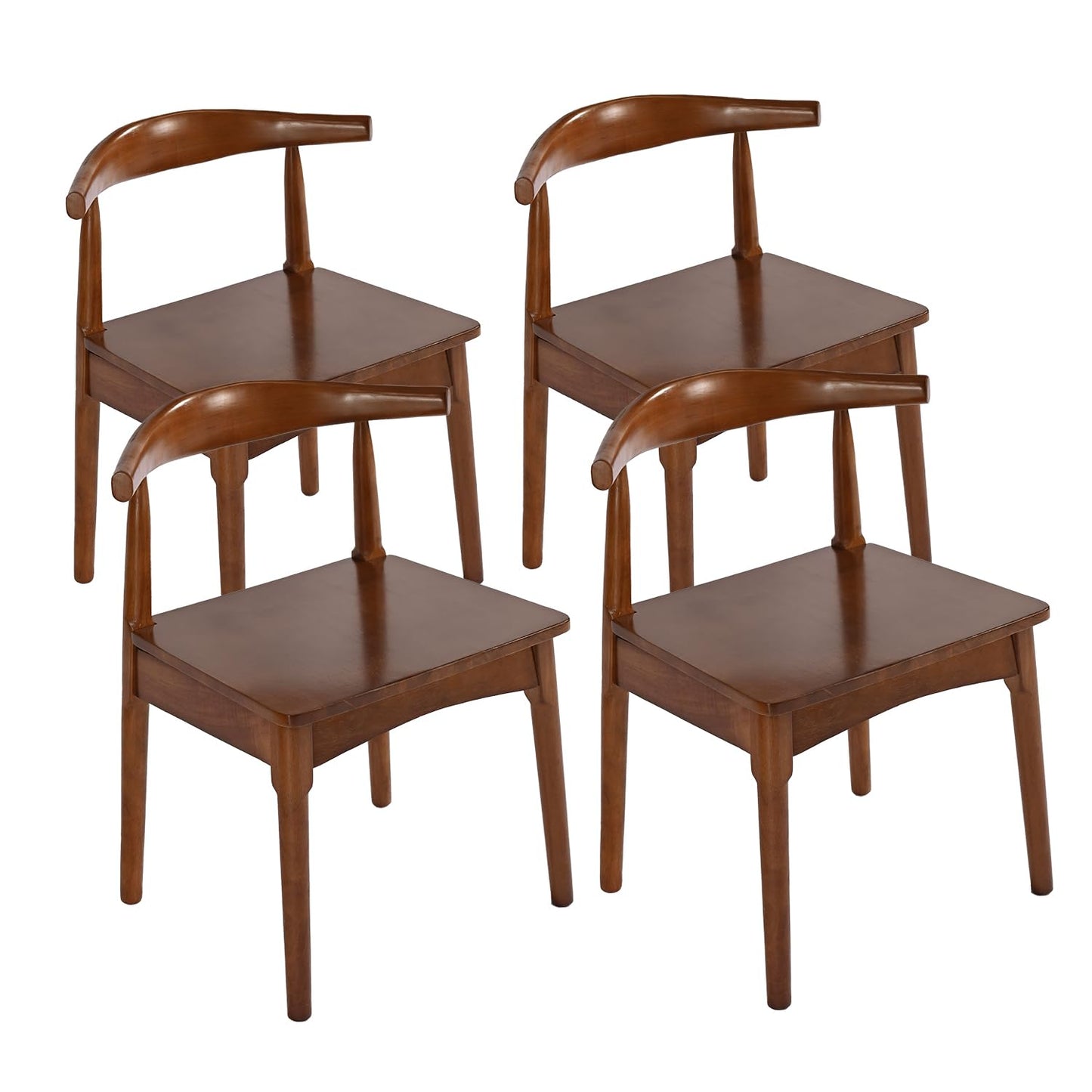 DELAVIN Solid Wood Dining Chairs Set of 4,Kitchen Chairs with Solid Oak Wood Legs, Farmhouse Style High Ladder Back Dining Room Chairs,Walnut