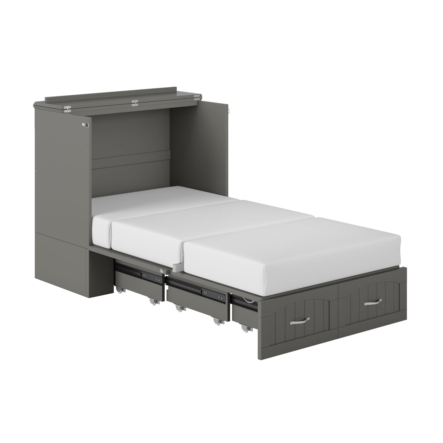 AFI, Southampton Murphy Bed Chest Twin XL with 6" Mattress, Storage Drawer & Built-in USB Charger, Grey