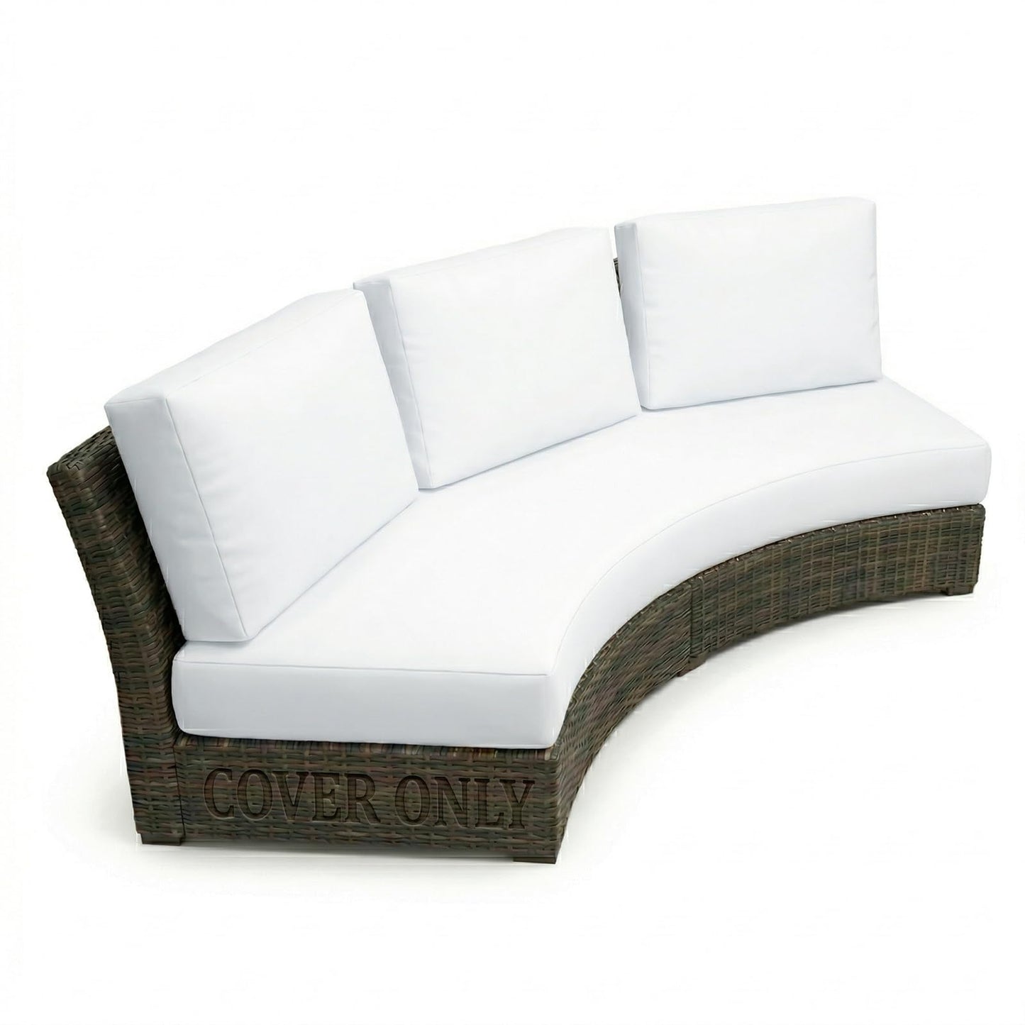 SWFEMWS Outdoor Curved Sofa Cushion Covers, 4-Piece Replacement Slipcovers for Half-Moon Wicker Sectional, UV-Protected Water Repellent Patio Furniture Covers (Cover Only) (White, A-Size)
