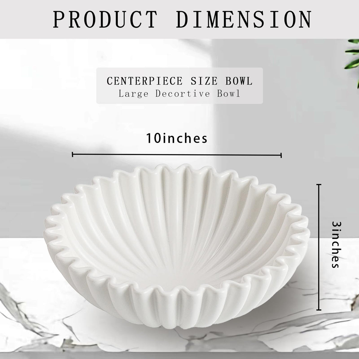 Ardicema Large Ceramic Decorative Bowl -White Decorative Bowls for Home Decor-Perfect for Entry Way Table, Fruit Bowl, Key Bowl