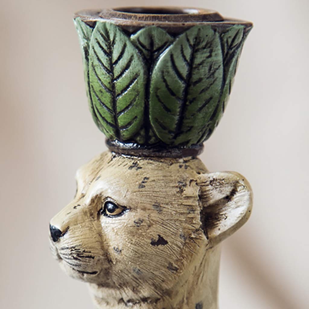 XILIN-1987 Candle Holderss Resin Leopard Figurine Candle Holder，Jungle Series Candle Holder Ideal for LED and Pillar Candles, Table Centerpiece for Wedding, Party, Decoration Decorative Candlestick