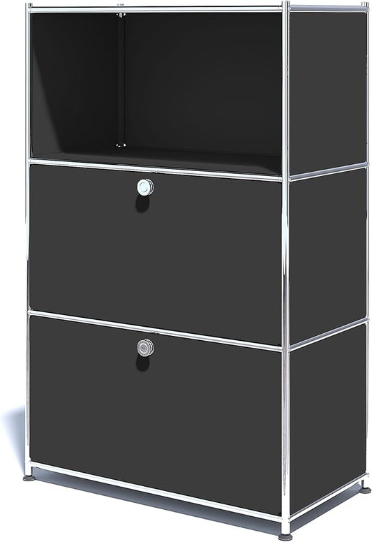 Metal Shelf with 2 Flap Doors, Large Capacity Cabinet, DIY Modern Home