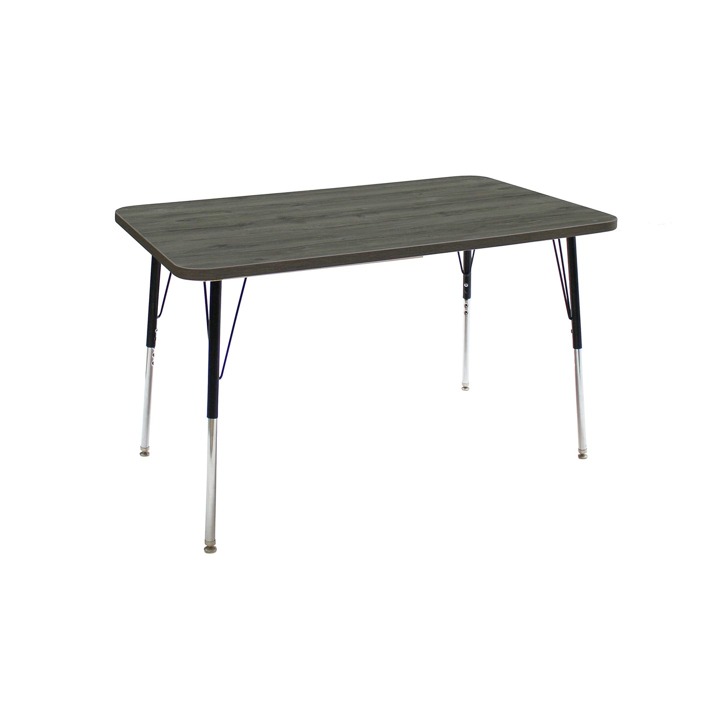 FDP La Madera Rectangle Activity Table (30 x 48 inch), Standard Legs with Swivel Glides, Adjustable Height 19-30 inches Modern Professional Woodgrain Tabletop - Gray Wood/Black