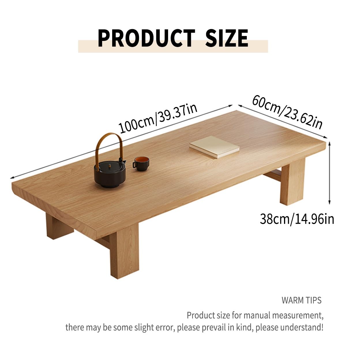 GHHDPXM Japanese Coffee Table Solid Wood Low Chabudai Zen Tea Desk for Minimalist Home Decor Low Sitting Table for Living Room & Dining Area
