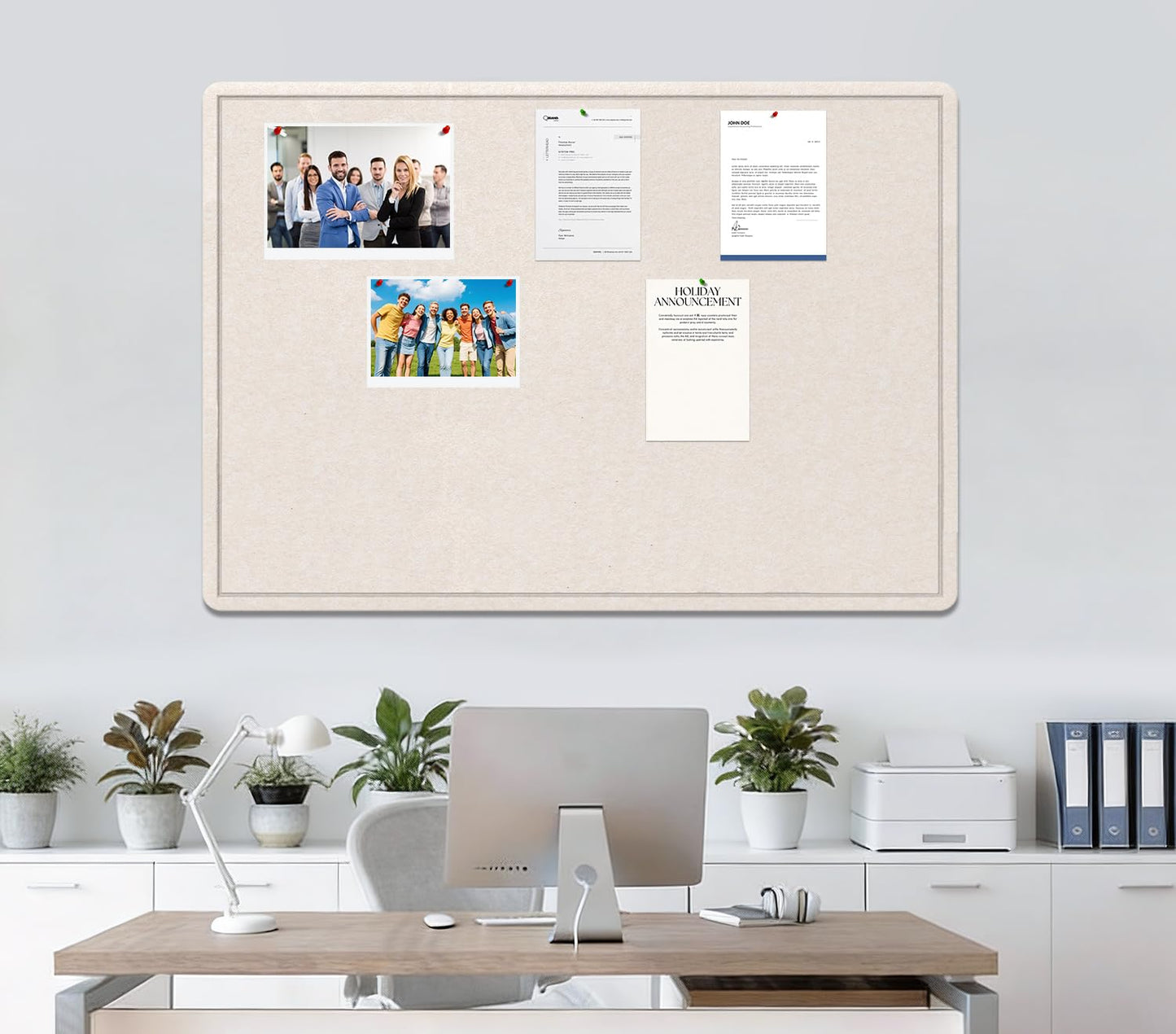 Large Bulletin Board - 72 X 48 inches Cork Board with 30 Pushpin, 6' x 4' Cork Board for Walls Pin Board, Self-Adhesive Felt Board Vision Board Foldable Photo Board for Wall (Oatmeal)