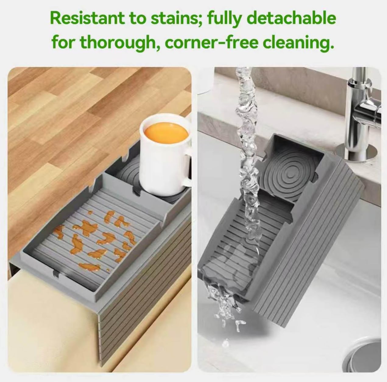 Couch Cup Holder Tray, Featuring Waterproof, Non-Slip, Durable, and Easy-to-Clean Properties. Its Adjustable Width Makes it Suitable for Sofa armrests of Various Sizes(Grey)
