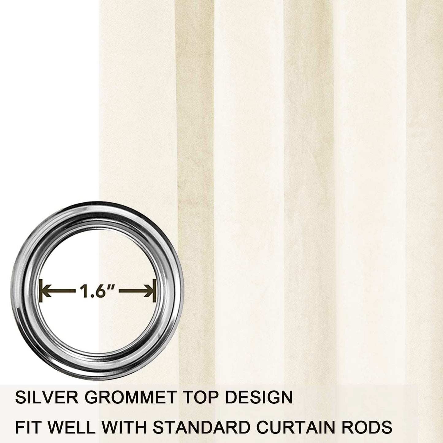 SMILETIME Ivory White 108 in Long Velvet Curtains with Grommet, Super Soft Privacy Noise Reducing Light Filtering Velvet Drapes for Living Room Bedroom, 2 Panels, Each 52 x 108 inches Long