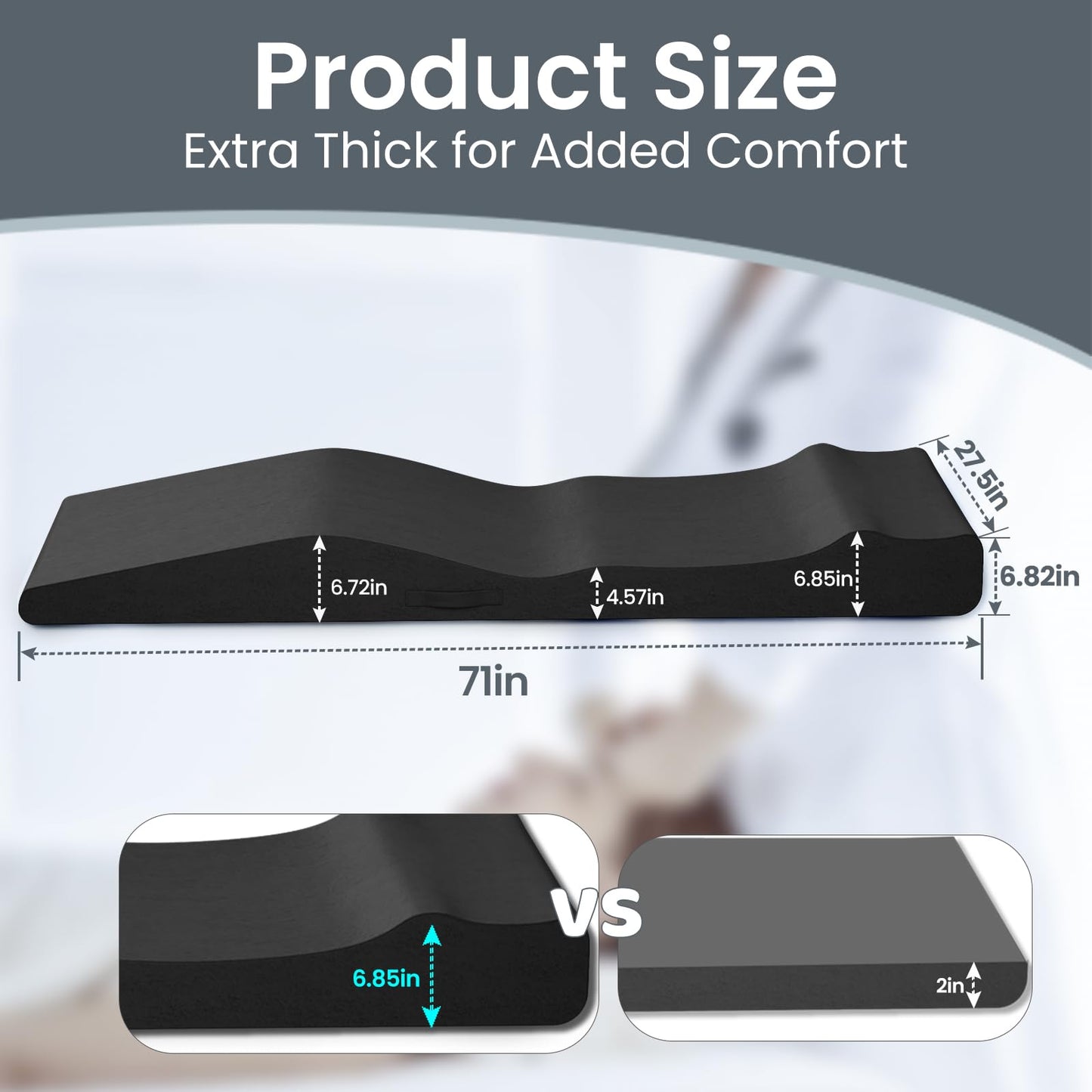 Selectico Ergonomic Lash Bed Topper, High-Density Foam Massage Table Topper with Plush Removable Cover, Non-Slip Massage Table Pad for Salon, Spa, Facial,Lash Extension Beds, 71"x27.5" (Black)