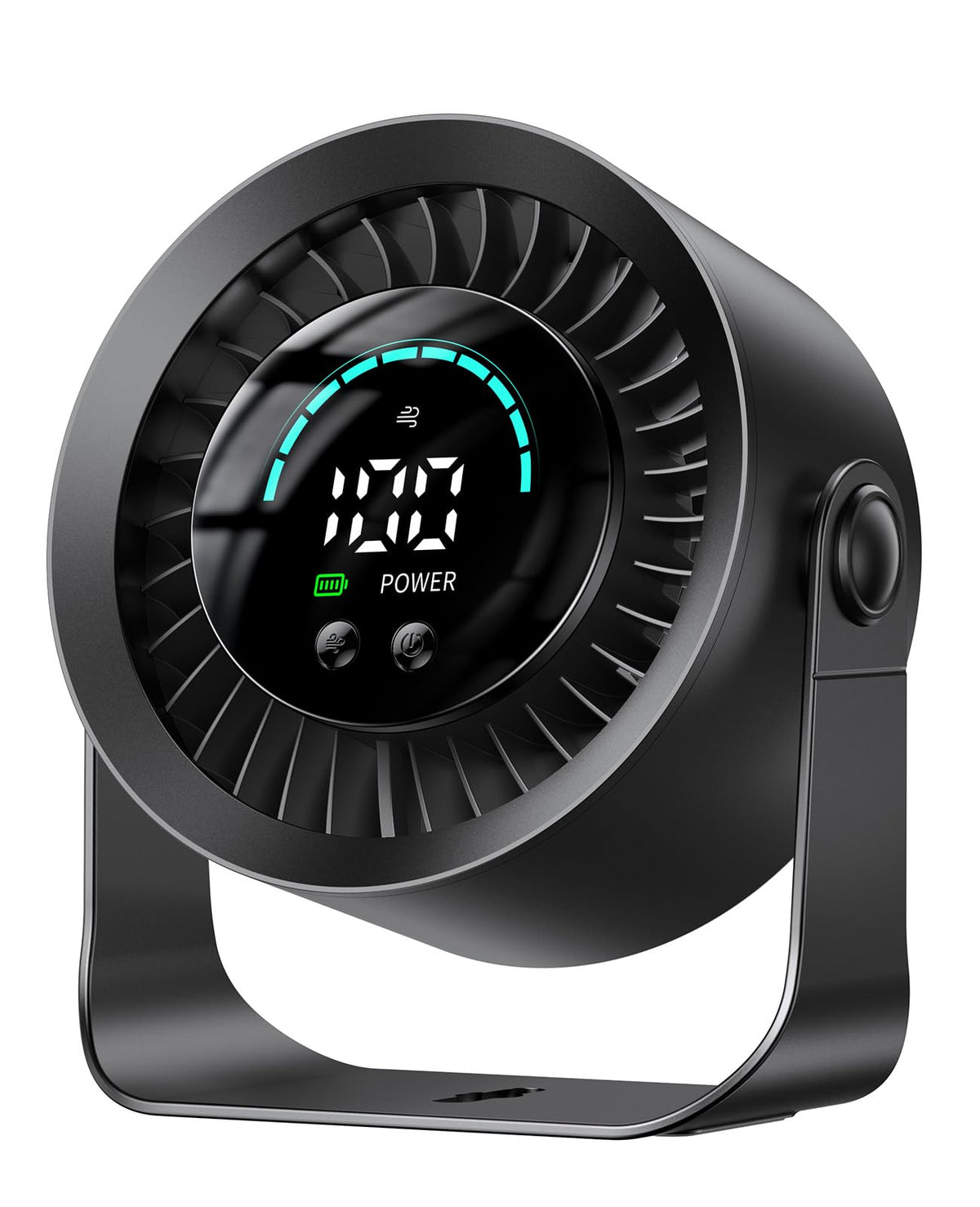 DIGIX Rechargeable USB Desk Fan for Bedroom, 100 Speeds, 360° Rotation, Wall Mounted Design Small Portable Table Fan with LED Display, Quiet Personal Desktop Cooling Fans for Home Office (Black)