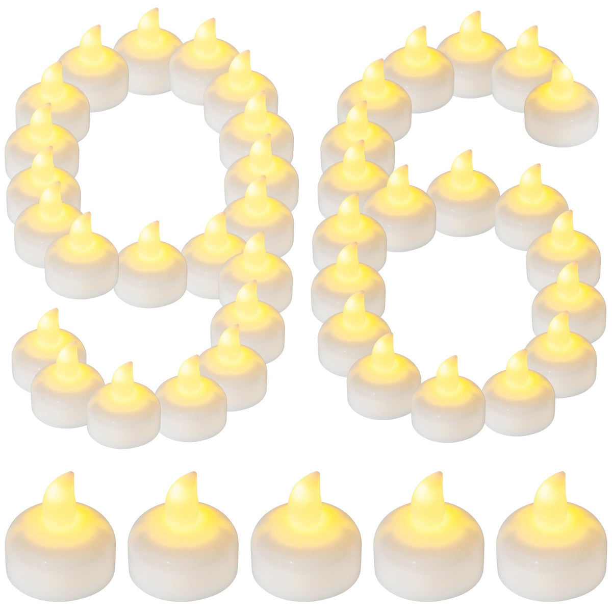 Yakpo 96 Pack Waterproof LED Floating Tea Lights, Flameless Flickering Battery Operated Outdoor Tealight Candles, White Water LED Votive Candle Bulk for Wedding Centerpiece Vase Halloween Decorations