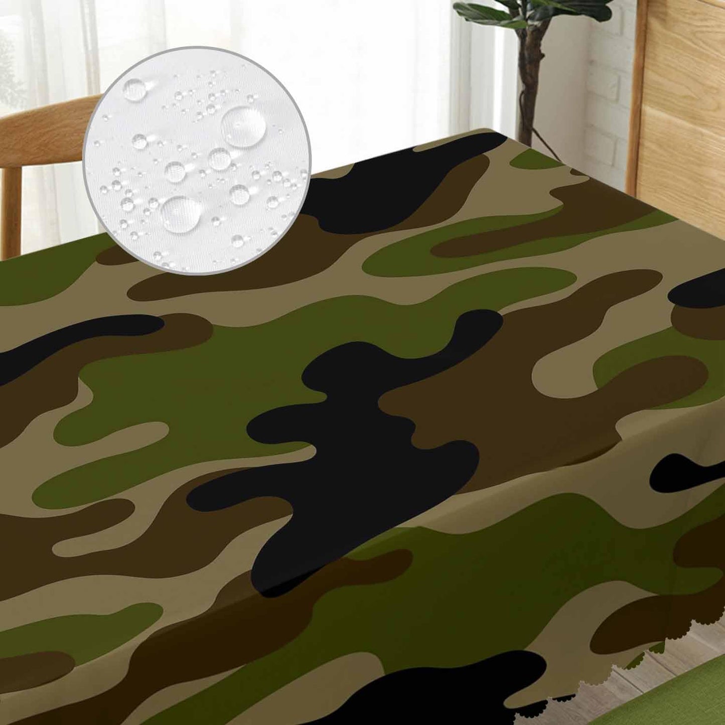 Beabes Rectangle Tablecloth Camouflage, Military Camouflage Green Stain-Resistant Table Cloth Coffee Table Cover 52x70 Inch Tablecloths for Home Canteen Dining Kitchen Outdoor