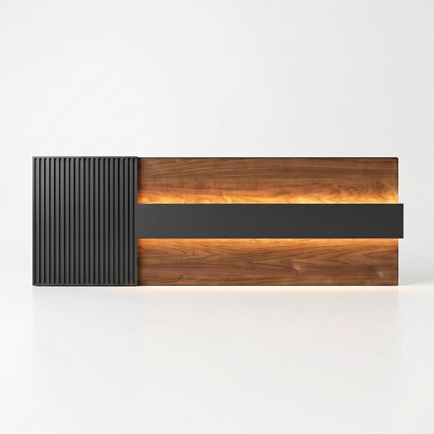 YTElantivo 78" Modern L-Shaped Reception Desk with LED Lights & Mobile File Cabinet,Black Brown Office Front Desk Reception Counter with Drawers & Lock (Black & Brown, 78 * 24 * 43IN)