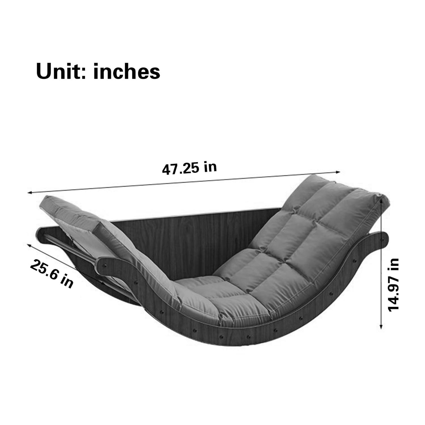Curved Rocking Lounge Chair for Living Room, Multifunctional Lazy Lounge Chair, Human Dog Nest Napping Chair, Dormitory Balcony Sofa Chair (Grey)