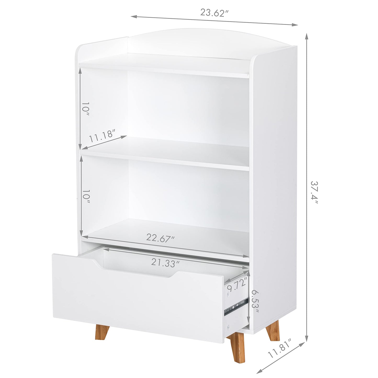 UTEX Kids Bookshelf, Children Bookcases with Storage and Drawer, Wood Kids Toy Storage Organizer for Playroom, Nursery School, White