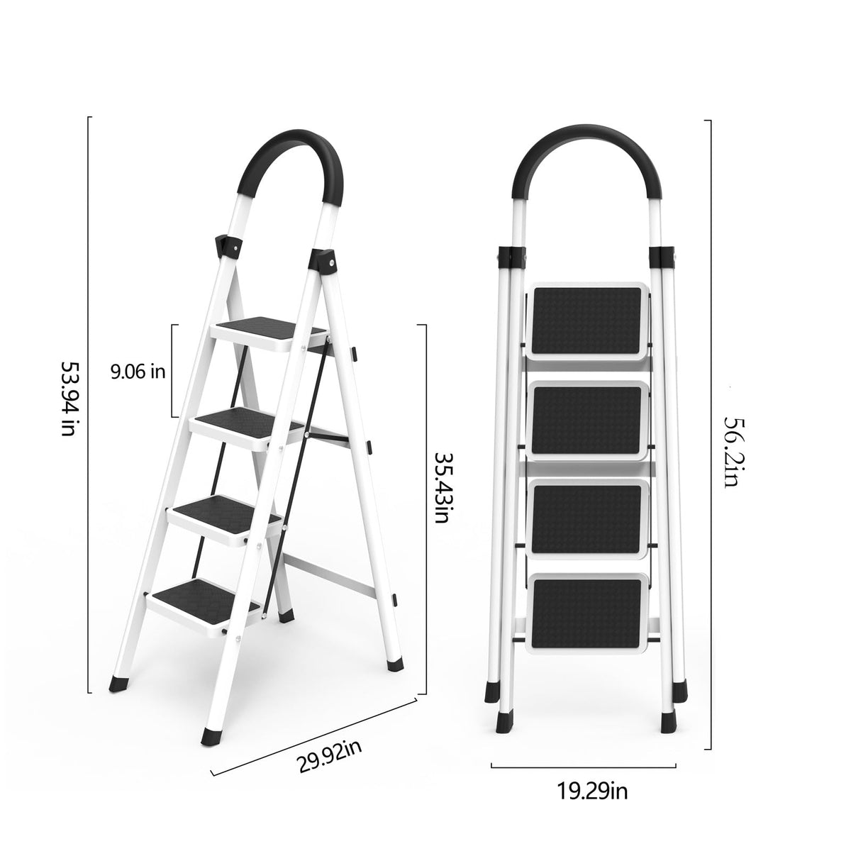 4 Step Folding Ladder, Portable and Compact, Anti-Slip Multi-Use Household Step Ladder for Home, Kitchen, Office, and Garage – Easy Storage, Sturdy and Durable