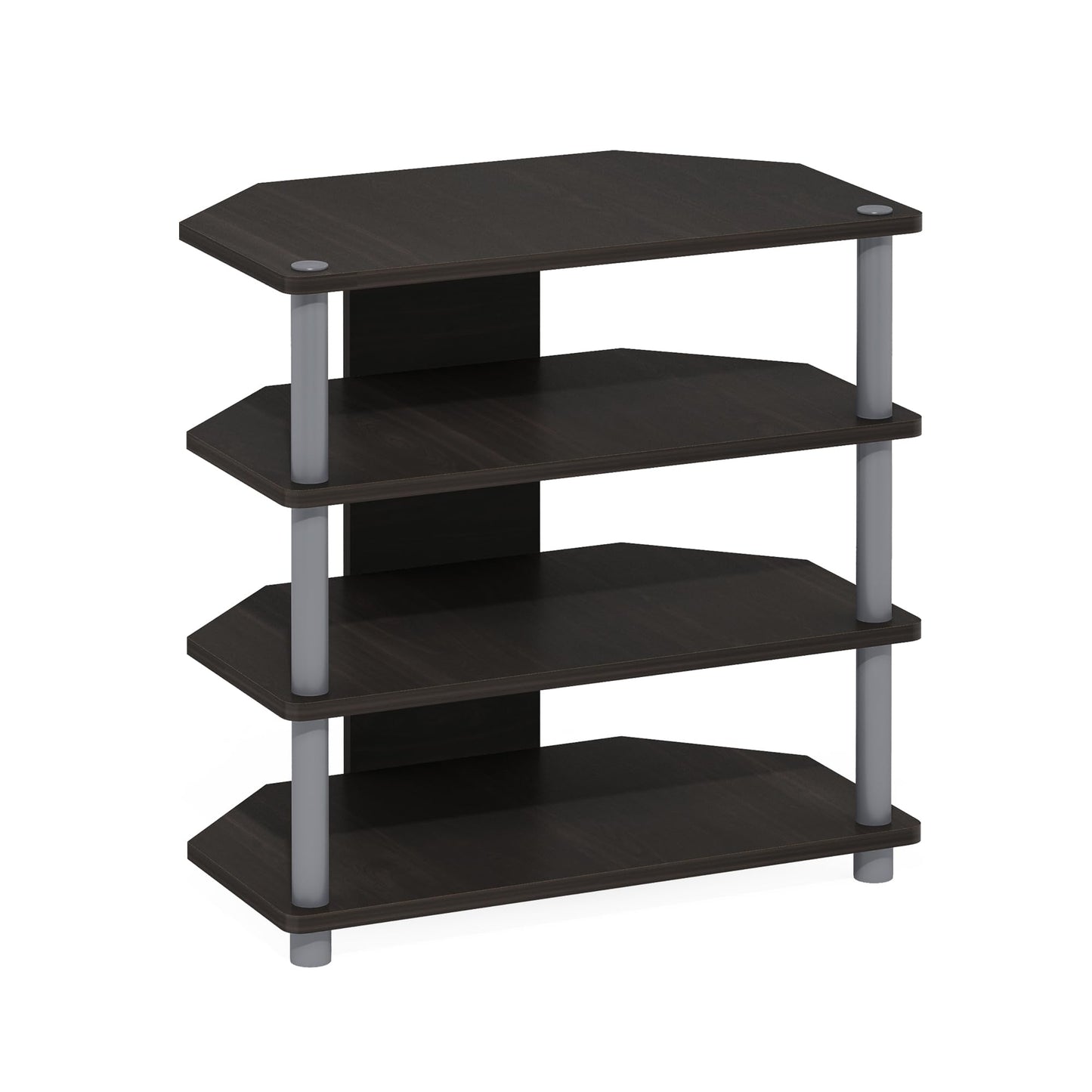 Furinno Turn-N-Tube Easy Assembly 4-Tier Petite Entertainment Center / TV Stand / TV Unit / TV Desk, Espresso/Grey