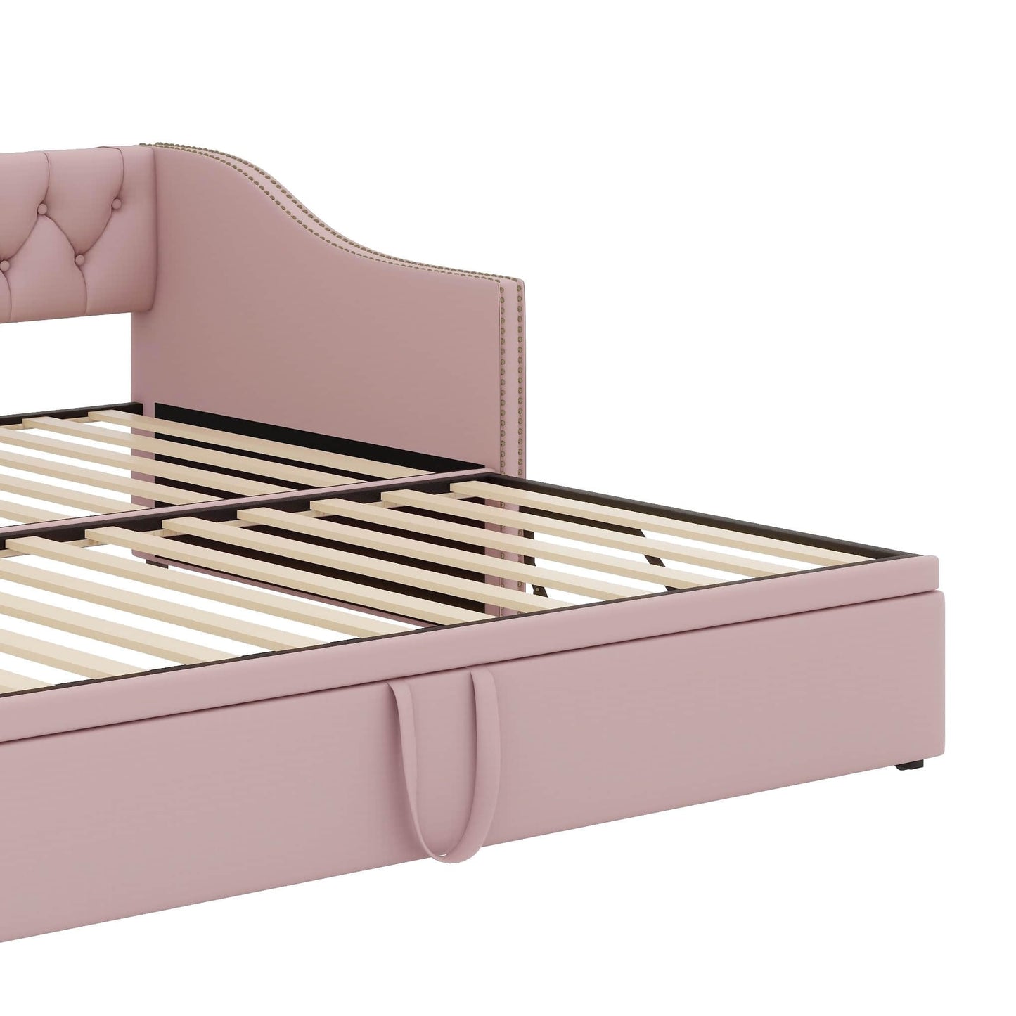 YunNianYang Twin Size Upholstered daybed with Pop Up Trundle (Pink)