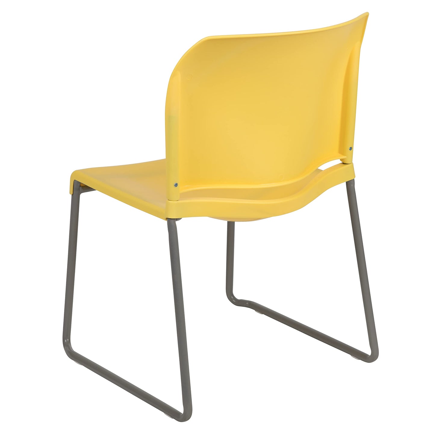 Flash Furniture HERCULES Series 5 Pack 880 lb. Capacity Yellow Full Back Contoured Stack Chair with Gray Powder Coated Sled Base