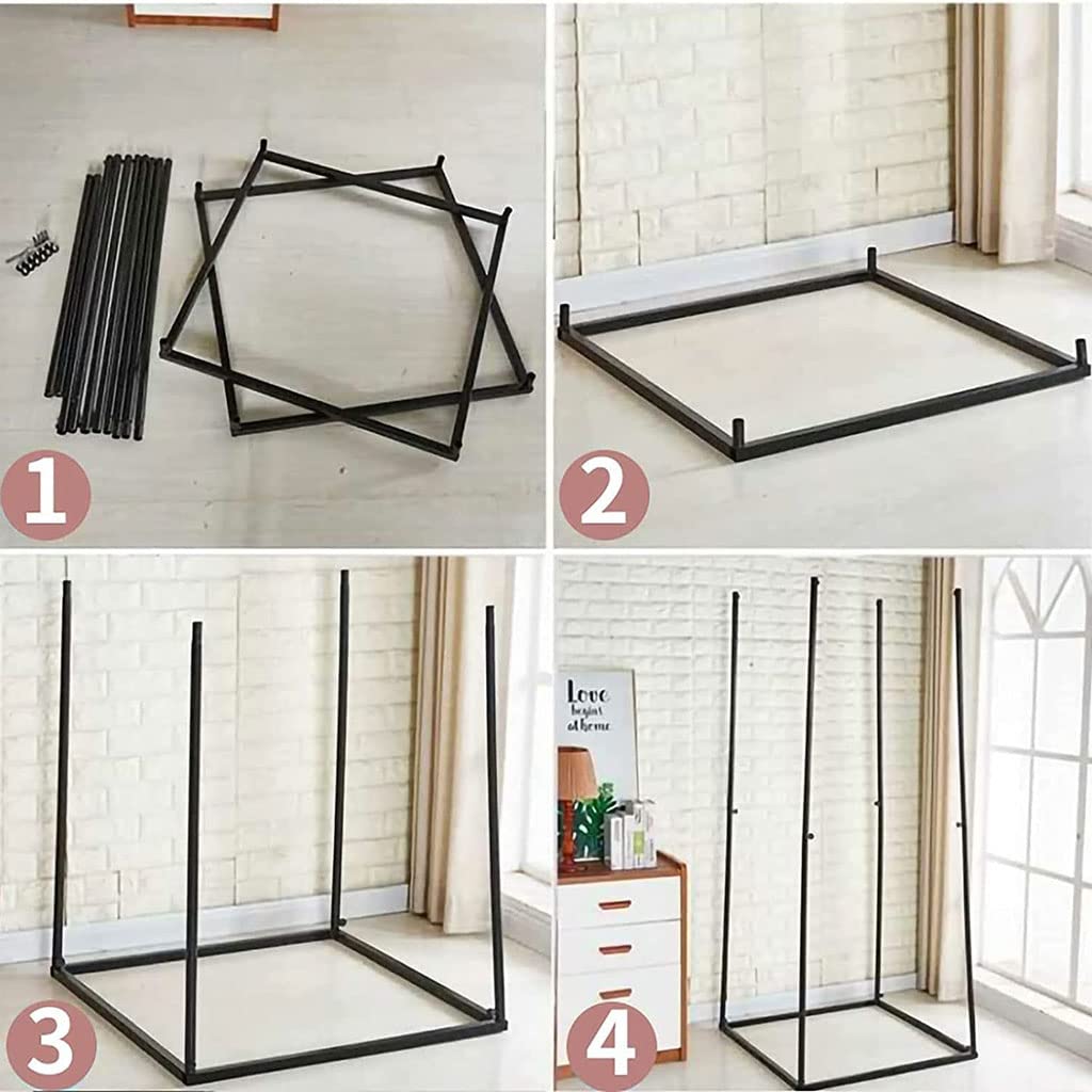 ZTIOMUK Square Fitting Room, Portable Dressing Room Frame with Curtain and Hook, Changing Room for Clothing Store, Boutiques, Office