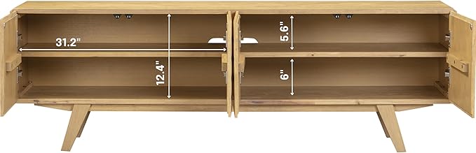 NTC Sapa Mid-Century Modern Solid Wood TV Stand 4-Door Media Console