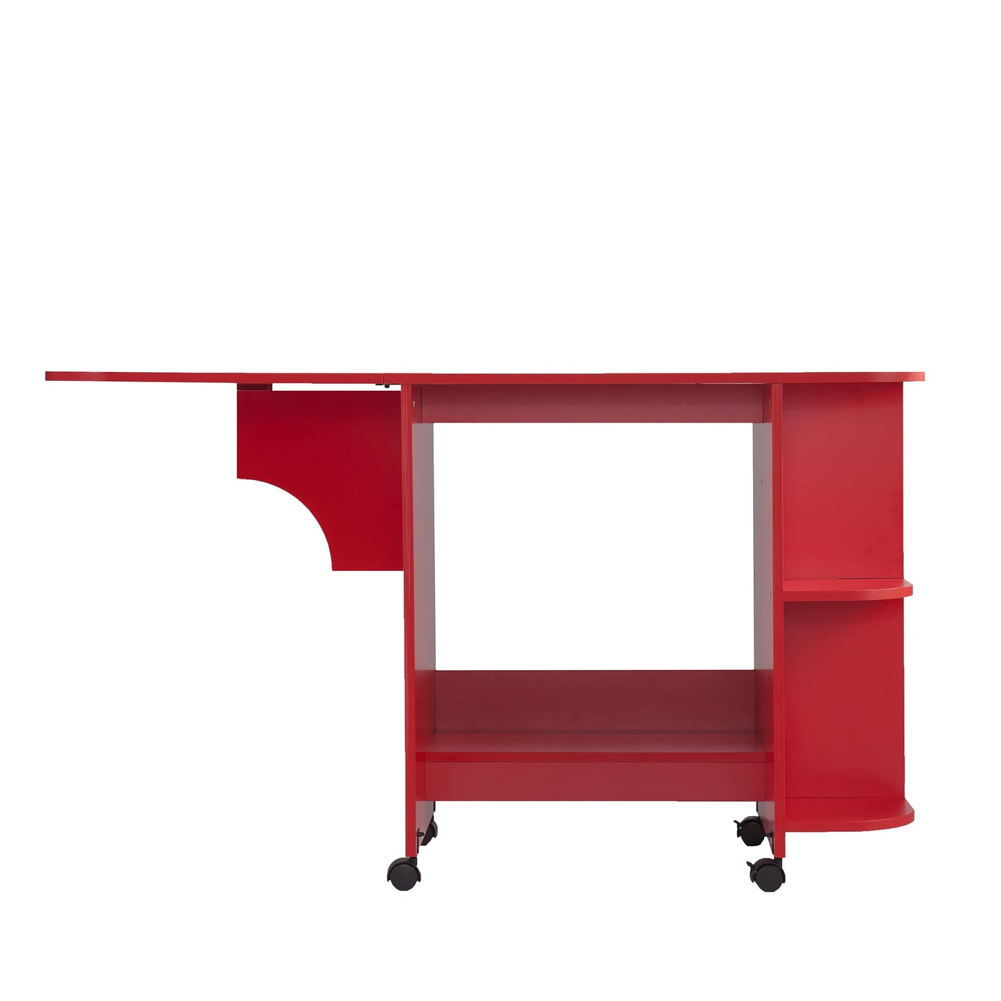 SEI FURNITURE Southern Enterprises Expandable Rolling Sewing Station Craft Table, Red