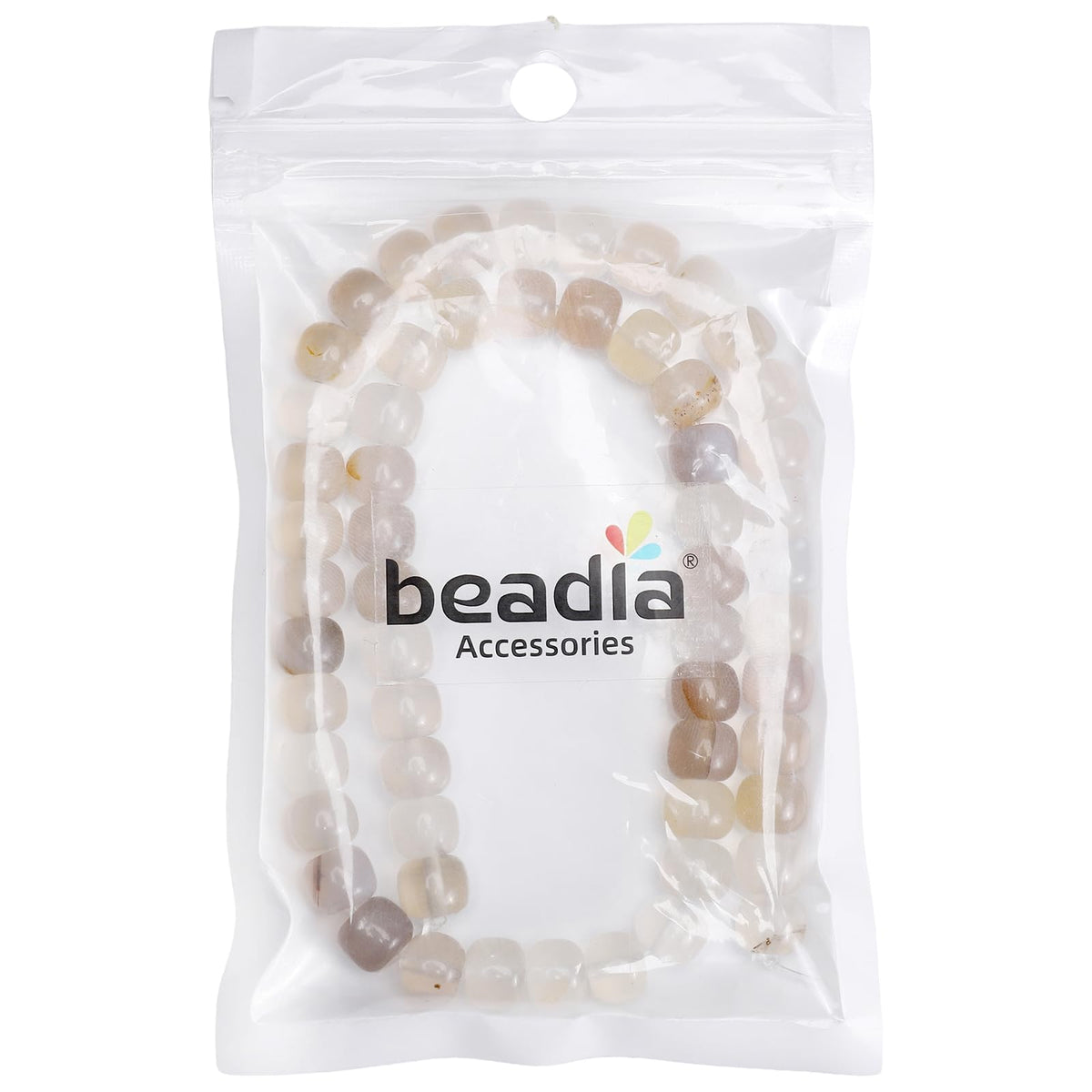 BEADIA Natural White Agate Flat Cut Round Drum Stone 8mmx7mm Loose Semi Gemstone Beads for Jewelry Making 38cm