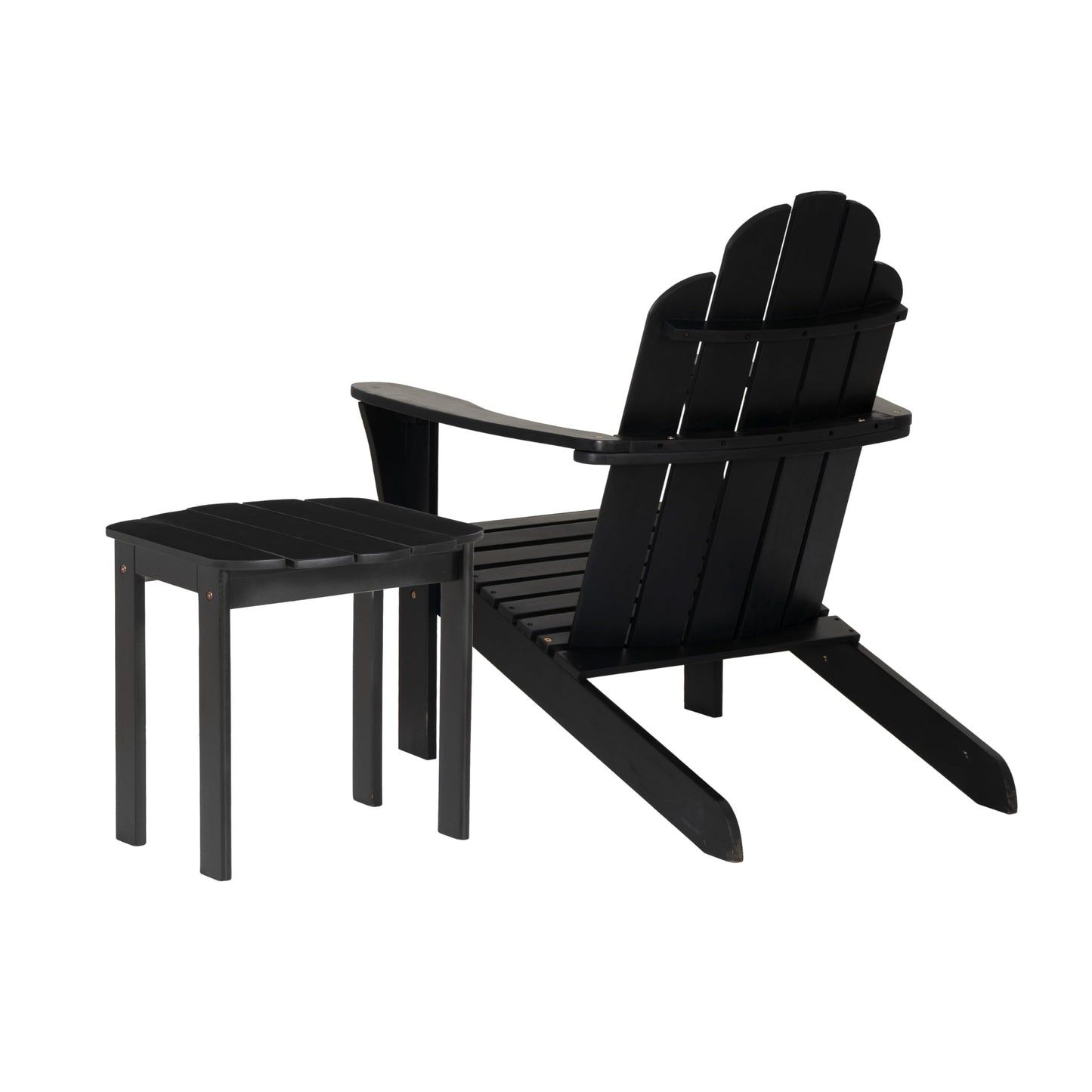 Linon Jayce Black Solid Wood Adirondack Two Piece Chair and Side Table Set