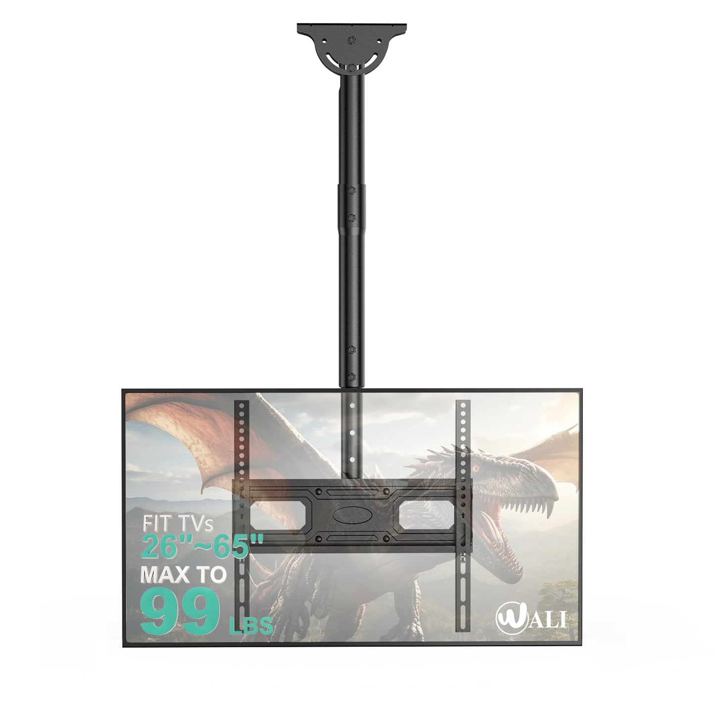 WALI Ceiling TV Mount Long Arm, Full Motion Adjustable Bracket Fits Most LED, LCD TVs 26 to 65 inch, up to 99lbs, Height Extension up to 35.8 Inch, Mounting Holes up to 400x400mm (CM2665XL-P), Black
