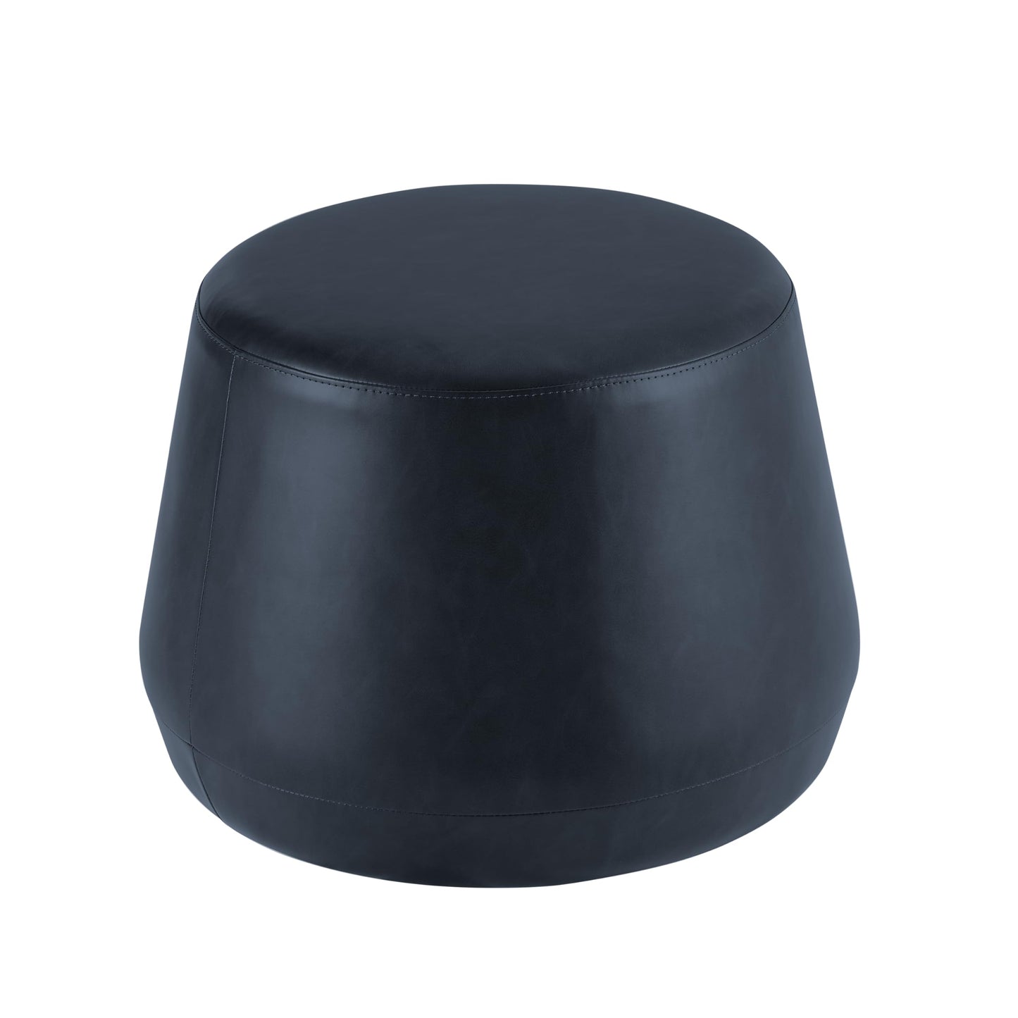 Studio Living® 24” Waverly Ottoman Round Faux Leather Bench, Stationary Ottomans, Backless Chair, Footrest for Living Room, Footstool Office, Bedroom, Padded Seat, Navy Blue