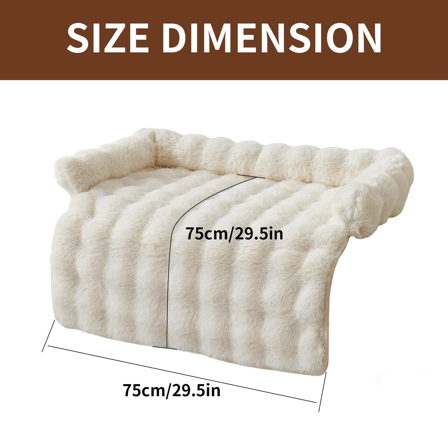 Dog Couch Bed for Dogs & Cats (29.5"x29.5"), Washable Plush Dog Bed for Couch with Bolster, Non-Slip Bottom, Furniture Protector for Sofa, Bed & Car Seat
