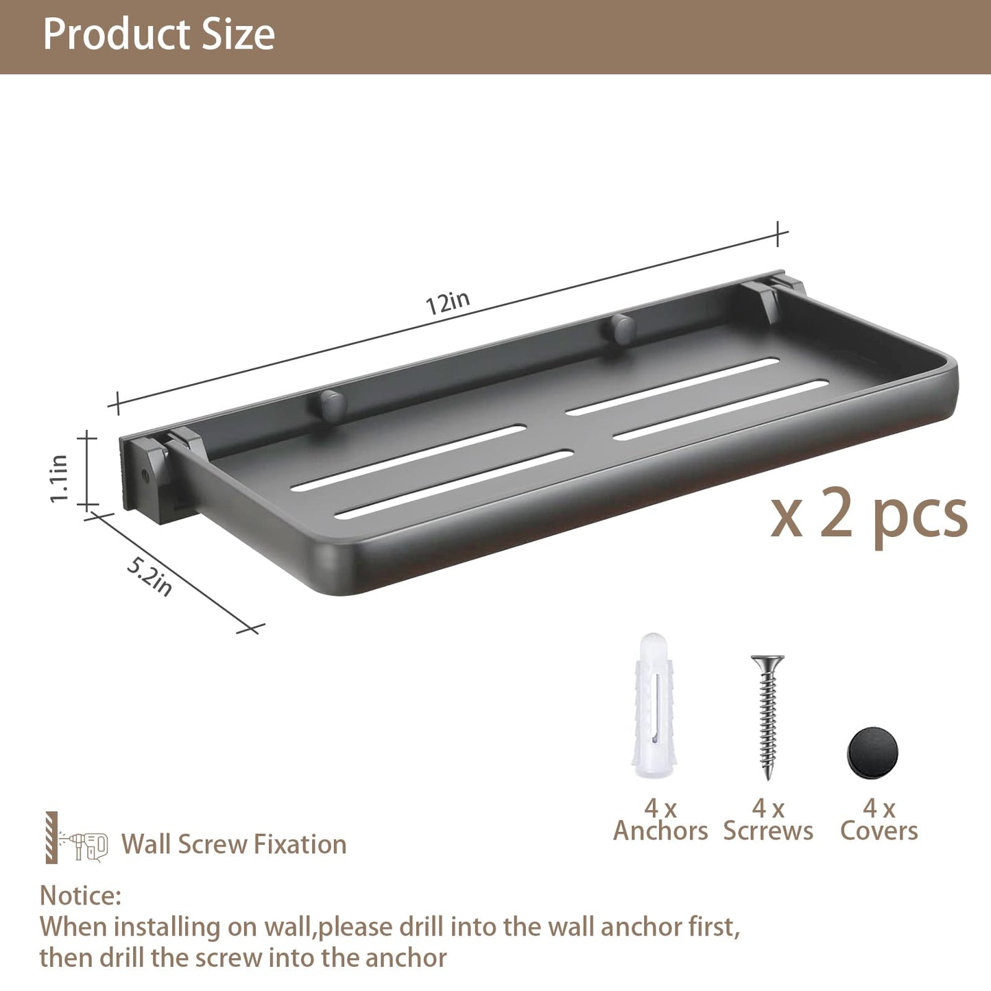 SWEAMTING RV Aluminum Foldabling Shelf-Hidden,Small Folding Wall Shelves for Bathroom,VR,Campers,Kitchen.90°Folding Shelves for Room Wall,Waterproof and Space-Saving Foldable Shelf for Bathroom (2)