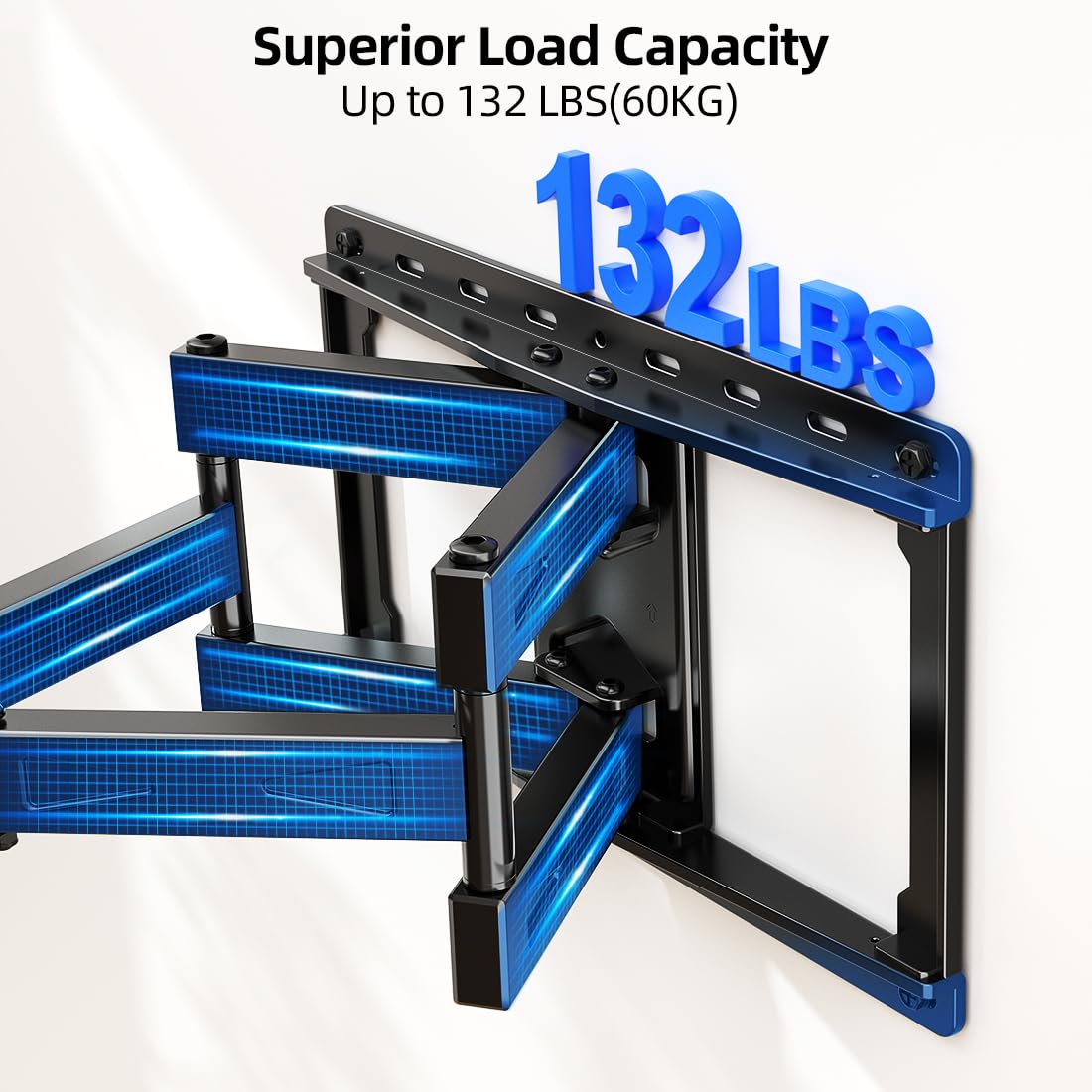 HOME VISION Full Motion TV Wall Mount with Soundbar Bracket for 32-85 Inch Flat/Curved TVs, Dual Articulating Arms Swivel Tilt Level, Max VESA 600x400mm, Fits 16" Studs, Holds up to 132lbs