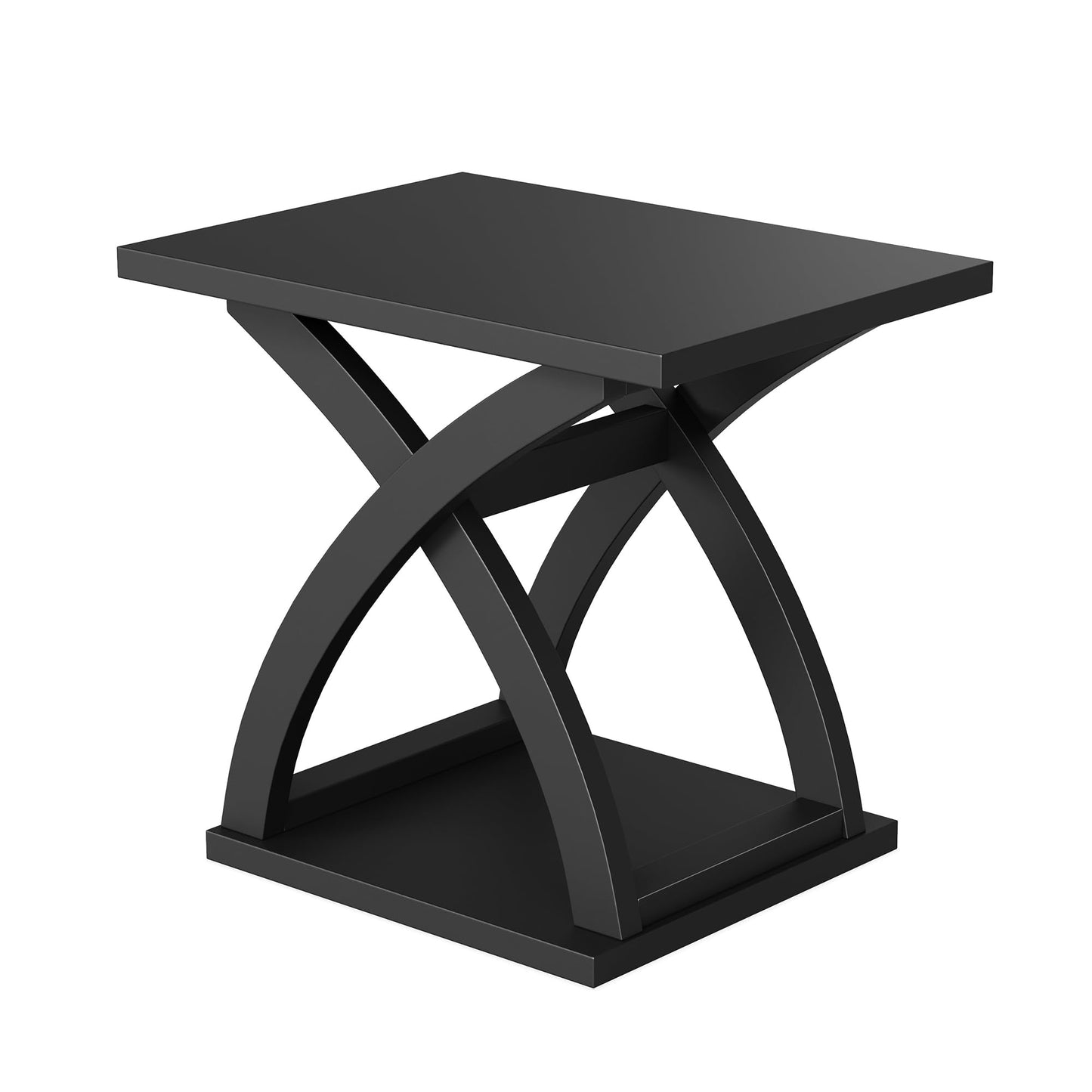 ChooChoo End Side Table, Modern End Table with Storage Shelf, X-Design Side Table Living Room (Black)