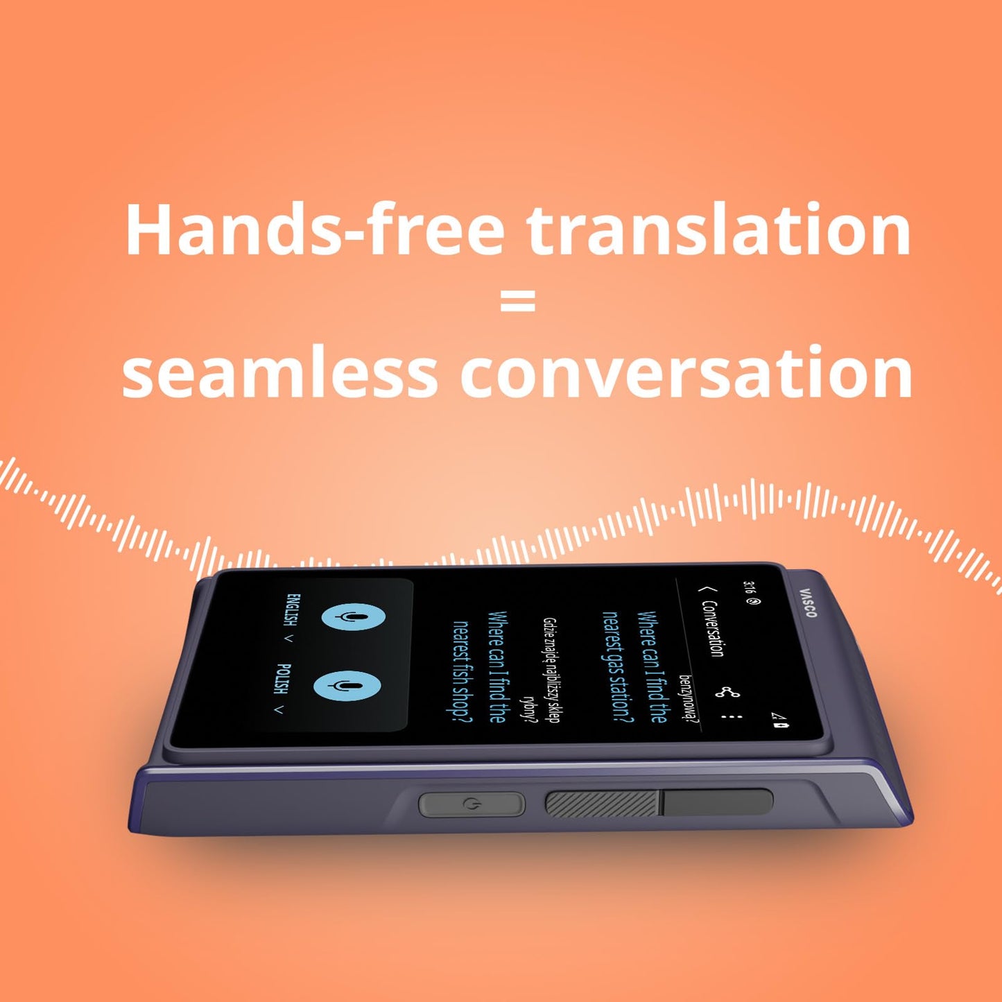 Vasco Translator Q1 | AI Voice Cloning Language Translator Device | 113 Languages | Free Lifetime Internet in Nearly 200 Countries | Slate Blue