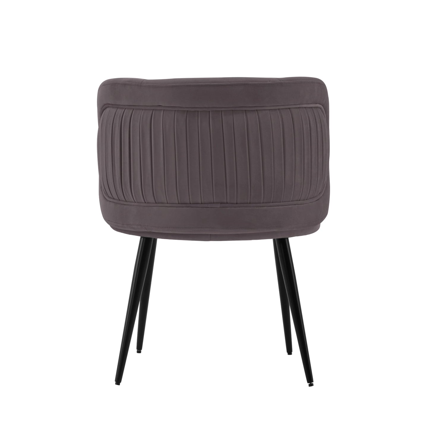 Manhattan Comfort Kaya Modern Velvet Dining Chair with Pleated Round Back, High Density Foam Padding & Premium Wood & Metal Frame, Accent Kitchen Furniture, Grey