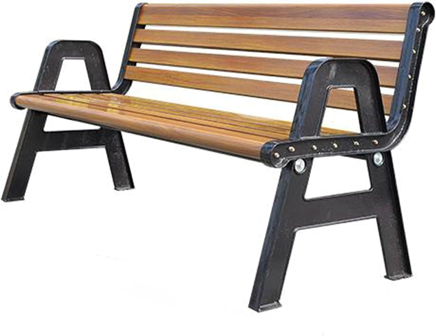 This Outdoor Metal Patio Slats Loveseat Bench, Heavy-Duty Garden Bench for Entryway, Porch, Park, Lawn, Balcony - Durable 120cm Seating Solution
