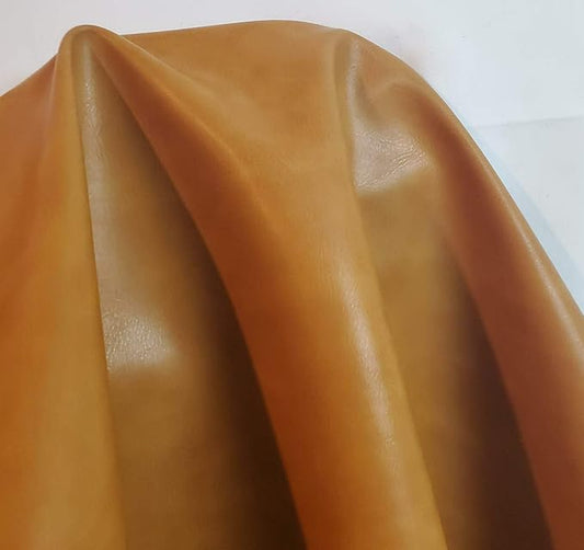 Caramel Light Tan Soft Faux Vegan PU Leather Sheet Fabric by The Yard Synthetic