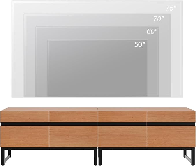 WAMPAT Modern TV Stand for 50-75 Inch TVs, Wood Entertainment Center