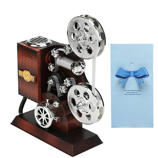Jofanvin Vintage Movie Projector Music Box with Greeting Card, Mechanical Retro Cinema Musical Box & Desktop Ornament, Nostalgic Birthday Graduation Gifts for Movie Lovers, Directors, Filmmakers