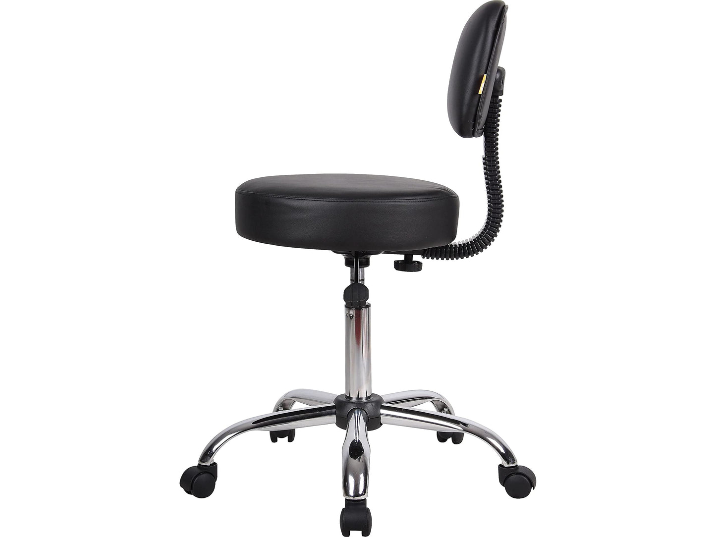 Boss Office Products B245-BK Be Well Medical Spa Stool with Back, Black