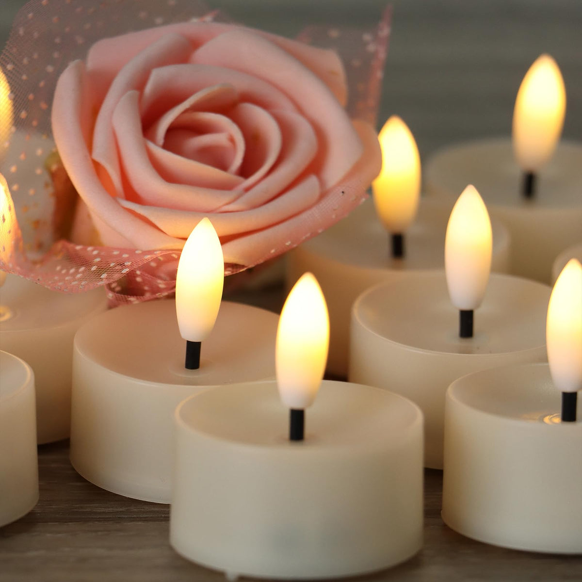Flameless LED Tealight Candles, Battery Operated Fake LED Lights Electric Flickering Tea Lights for Wedding Party Halloween Christmas Party Theme Party, Holiday Decor Home Decorations, Set of 50