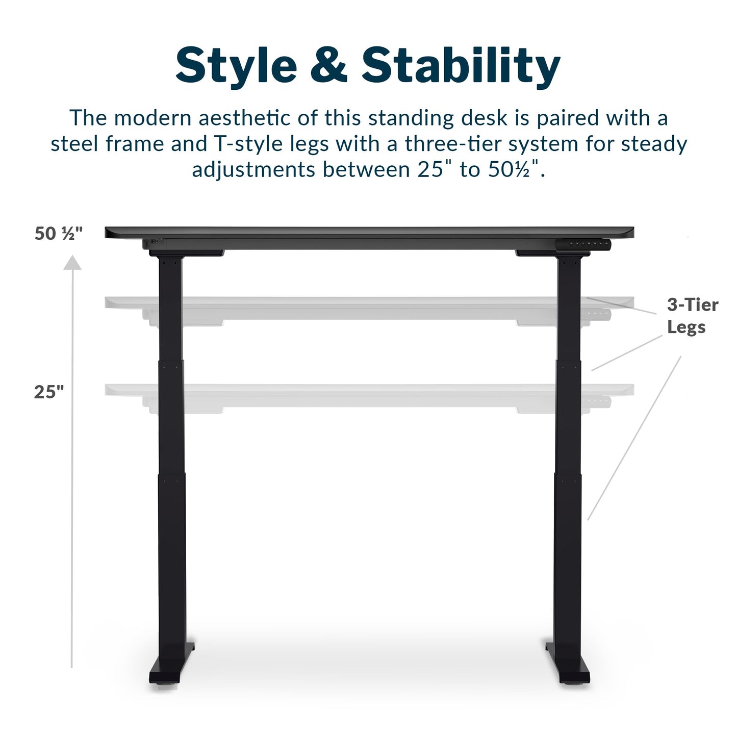 Vari Ergo 54x26 Electric Standing Desk + Height Adjustable Sit-Stand Desk + Curved Waterfall Edge, 4 Memory Settings, Quick Assembly, Cable Management, 200 lb Capacity – Black/Black Legs(2 Boxes)