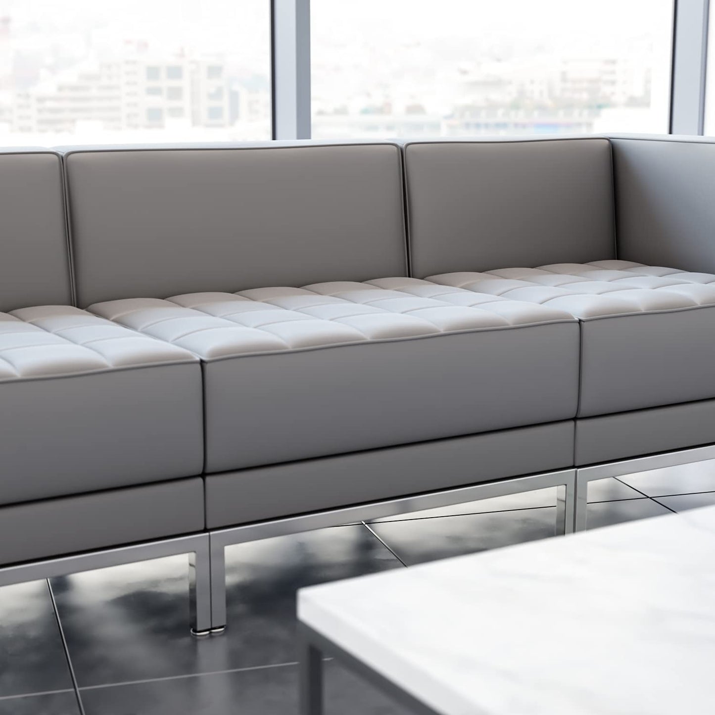 Flash Furniture Hercules Imagination Series Contemporary Gray Leathersoft Middle Chair