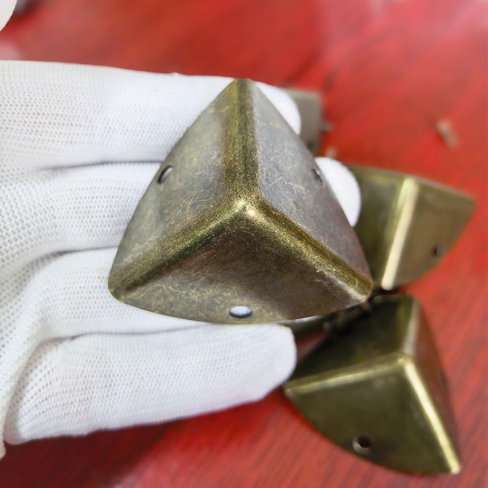 12PCS Antique Corner Protectors with Screws, Rust-Proof Decorative Edge Guard for Furniture Cabinet Table Wardrobe Box Door (Bronze)