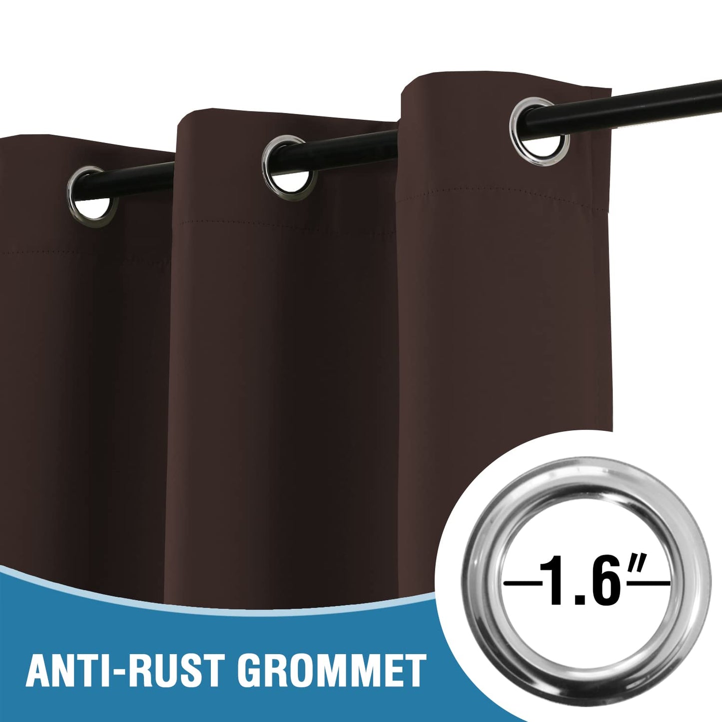 H.VERSAILTEX Doorway Curtain Blackout Closet Door Curtain Room Divider Window Treatment Curtain for Bedroom Thermal Insulated Privacy Drape Soundproof Grommet, 42 x 80 inches, 1 Panel, Chocolate Brown