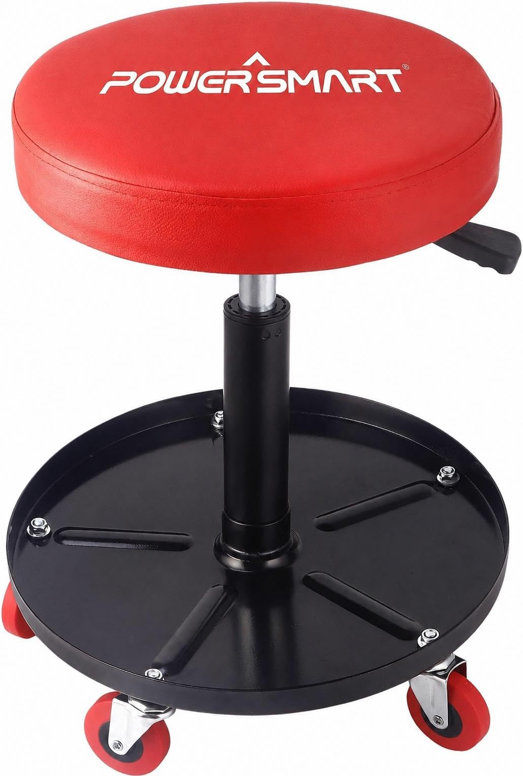 PowerSmart 360° Rolling Mechanic Stool with Tool Tray, Adjustable 18-23 Inches, 330 lbs Capacity, Comfortable & Durable for Garage/Shop Use