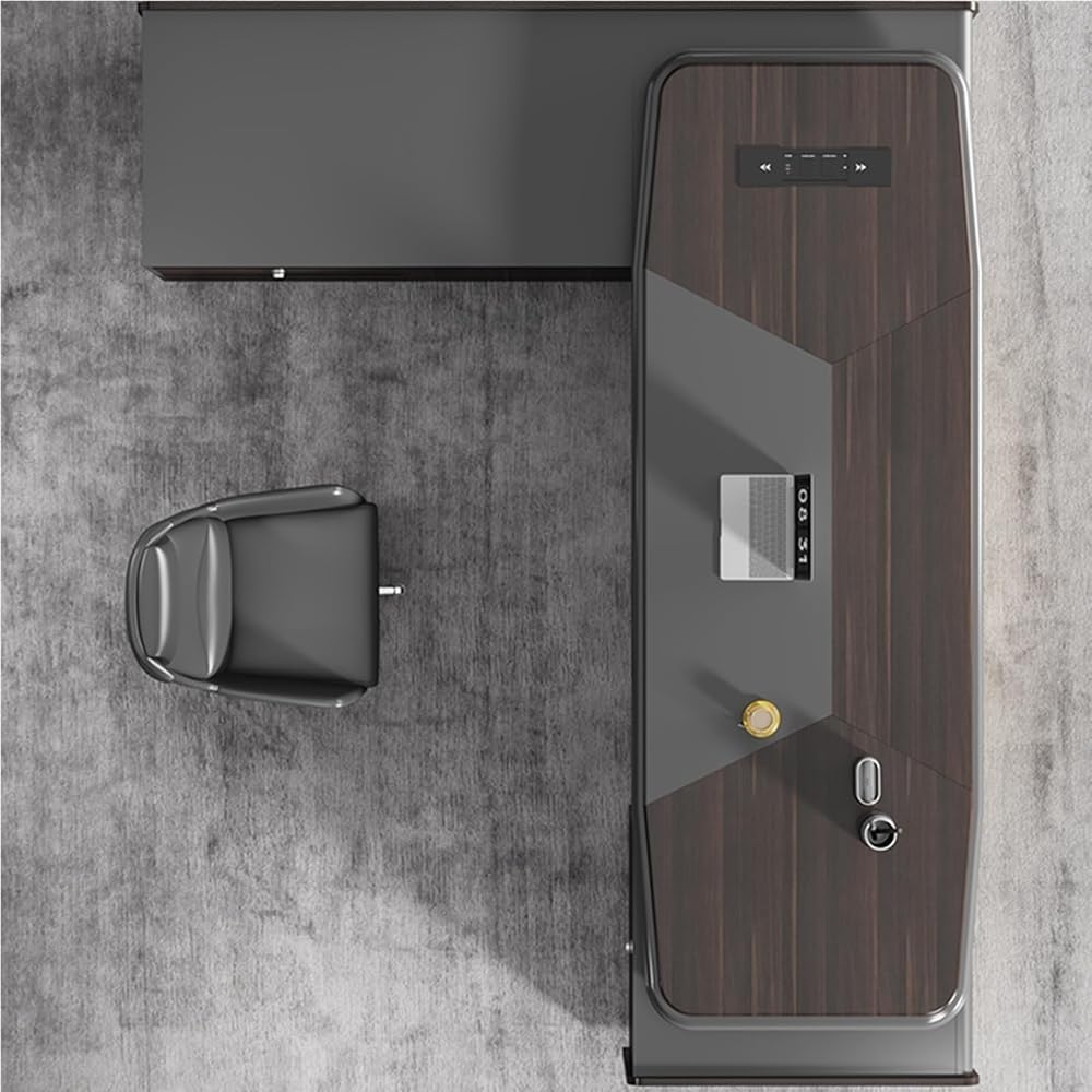 Modern L Shaped Executive Desks for CEO Boss Manager Corner Computer Desk with Storage Cabinet Workstation Home Office Business Furniture(86.6 in)