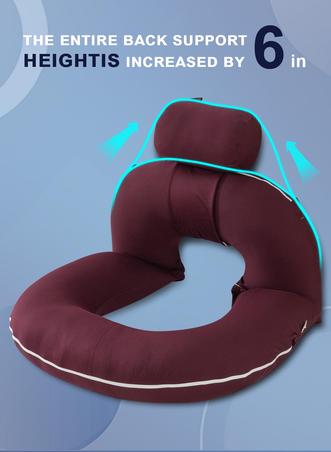 INSEN Reading Pillow, Back Pillow for Sitting in Bed for Reading, Nurse & Relax, Reading Pillow for Adults, Moms & Kids, Sit Up Pillow for Bed, Dark Purple