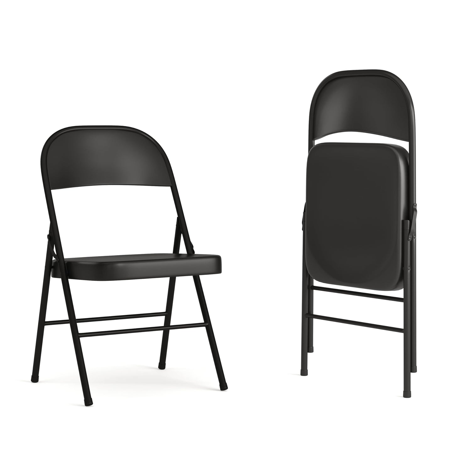 Flash Furniture HERCULES Series Double Braced Black Metal Folding Chair (Pack of 2)